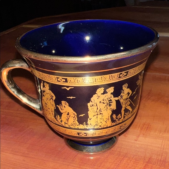 VTG Skratimenos Greek 24K GOLD trim on Blue Demitasse or Tea "CUP ONLY" - Picture 3 of 5